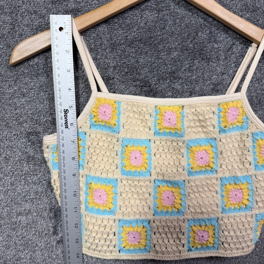 Wild Fable Crochet Crop Top Lot 2 Floral Patchwork Cami Multi Cream Small Boho